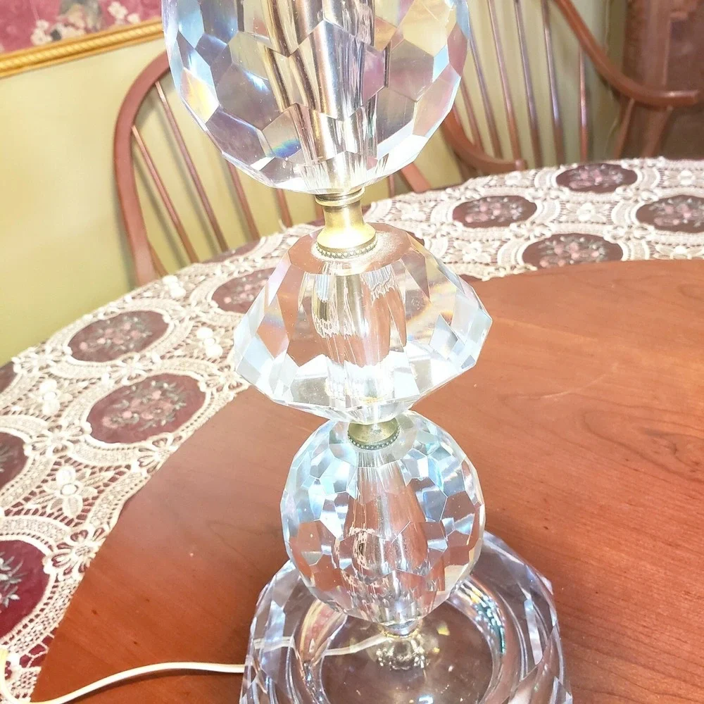 Exquisite Vintage Mid‎ Century (60's) 4-tier Crystal Tower Table Lamp